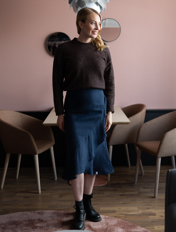 Linen Ruffle Skirt, Night Sky