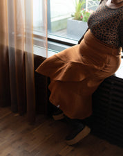 Linen Ruffle Skirt, Tiramisu