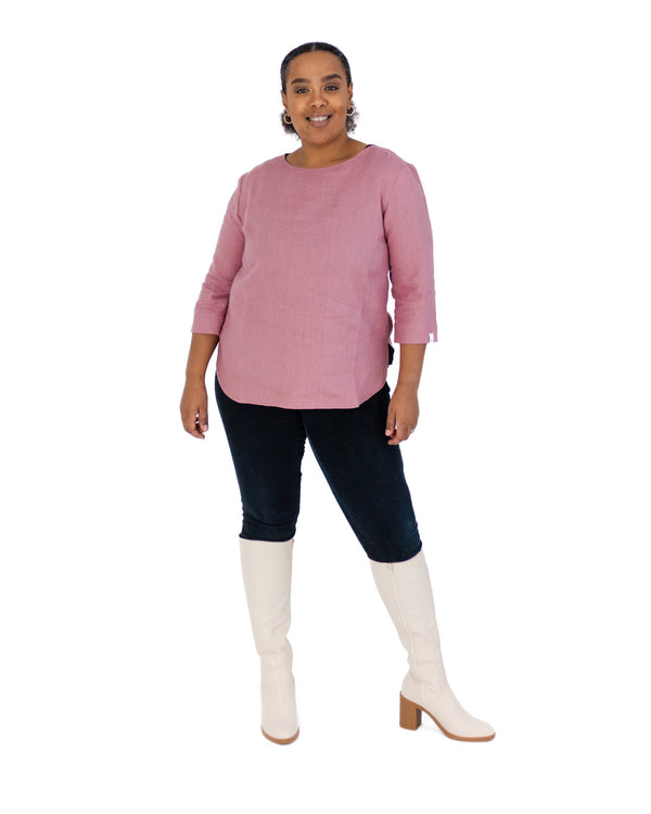 Classic Linen Blouse, Old Rose