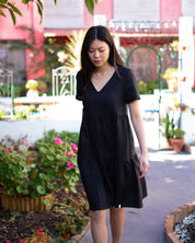 Linen Layered Dress, Black