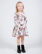 Kid's print layered dress, Tiger Blossom