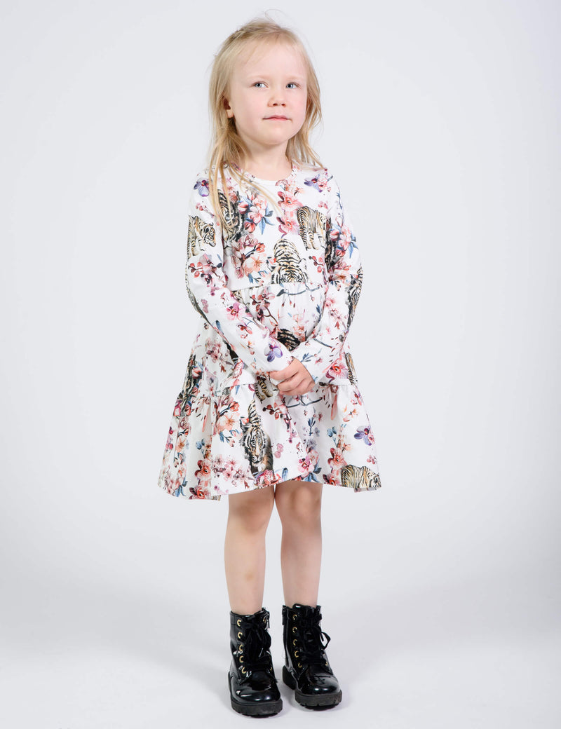Kid's print layered dress, Tiger Blossom