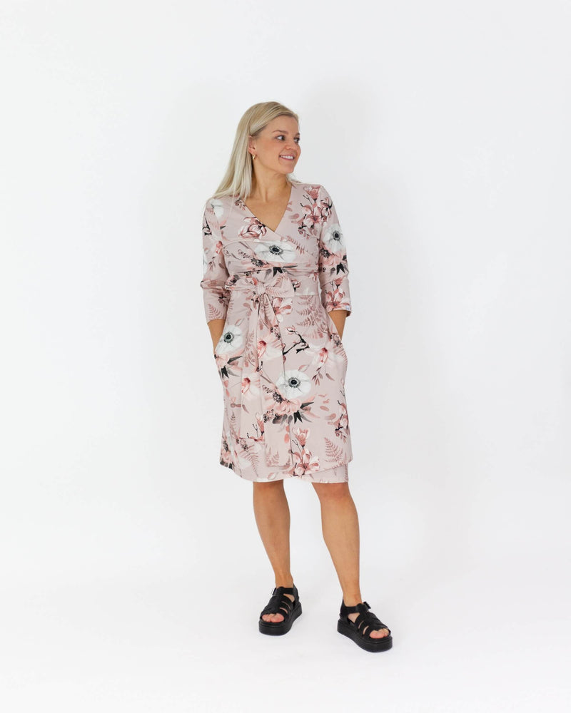Print Wrap Dress, Rose Lily