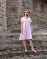 Linen Layered Dress, Rosewater