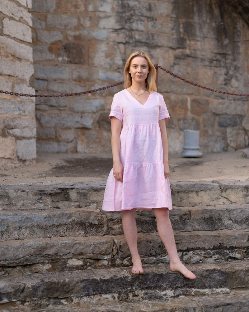 Linen Layered Dress, Rosewater