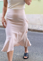 Pellava Ruffle Skirt, Sandshell