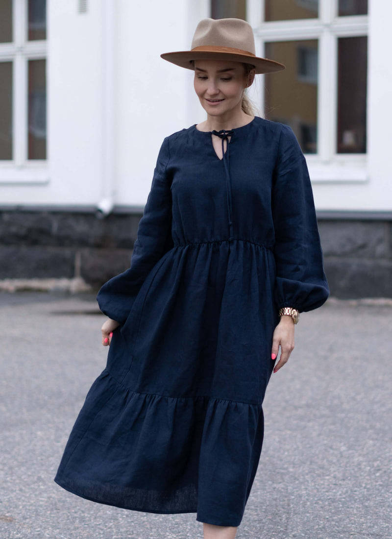 Ulrika Linen dress, Night Sky