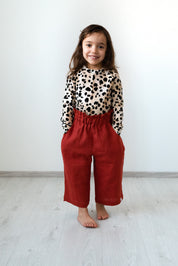 Kids Linen Pants, Terracotta