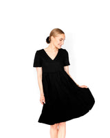 Linen Layered Dress, Black