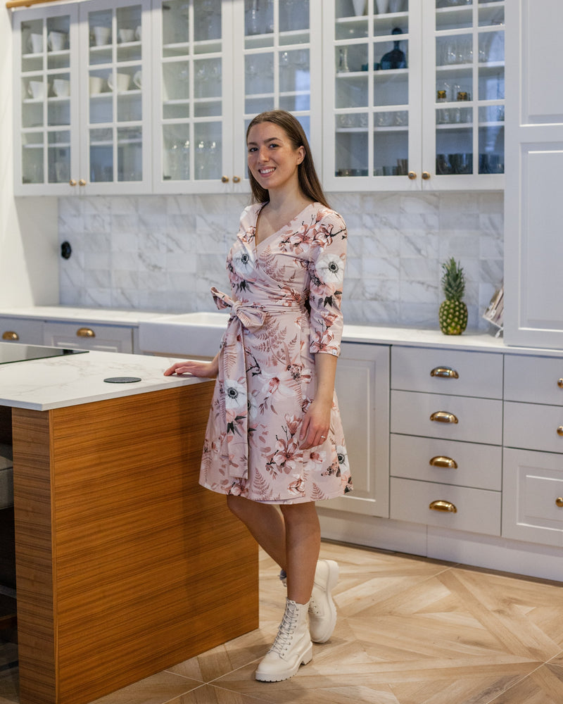 Print Wrap Dress, Rose Lily